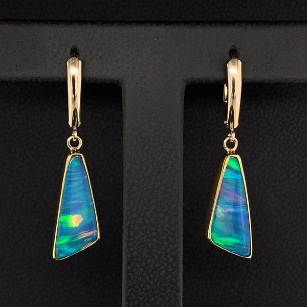 14K / 22K Ethiopian Opal Dangle Leverback Earrings Geralds Jewelry Oak Harbor, WA