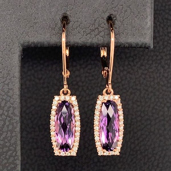 Rose Gold Amethyst And Diamond Earrings Geralds Jewelry Oak Harbor, WA