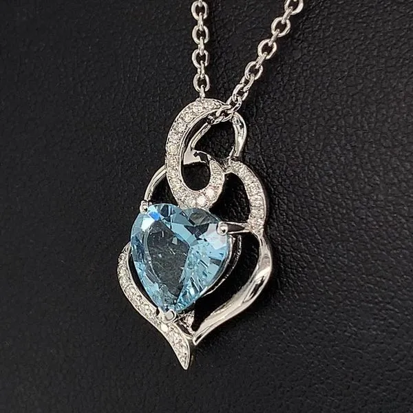 Aquamarine and Diamond Pendant Image 2 Geralds Jewelry Oak Harbor, WA