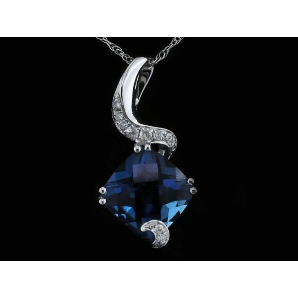 London Blue Topaz and Diamond Pendant Geralds Jewelry Oak Harbor, WA