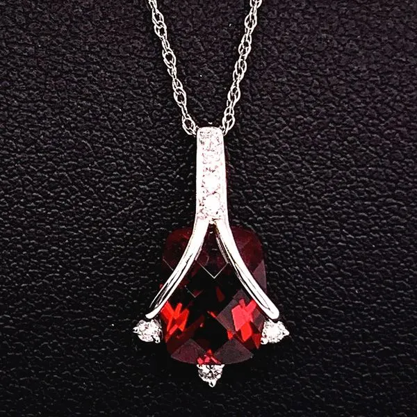 Square Cushion Garnet and Diamond Pendant Geralds Jewelry Oak Harbor, WA