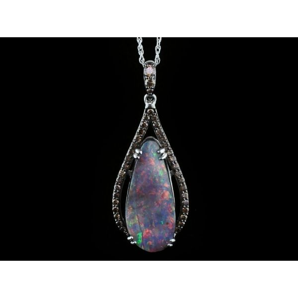 Australian Boulder Opal and Cognac Diamond Pendant Geralds Jewelry Oak Harbor, WA