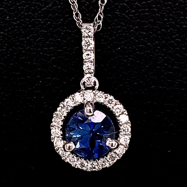 18K White Gold Blue Sapphire And Diamond Pendant Geralds Jewelry Oak Harbor, WA