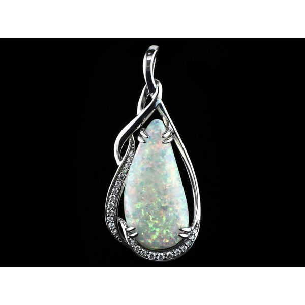 Australian Opal and Diamond Pendant Geralds Jewelry Oak Harbor, WA