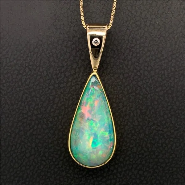 Ethiopian Opal and Diamond Pendant Geralds Jewelry Oak Harbor, WA