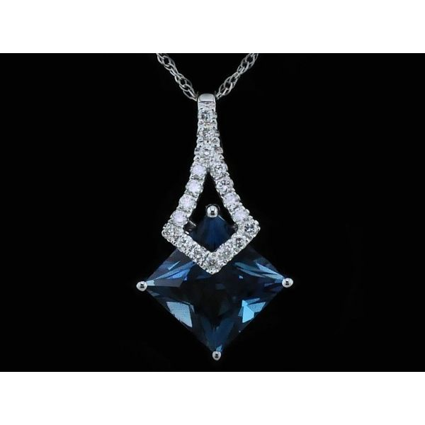 London Blue Topaz and Diamond Pendant Geralds Jewelry Oak Harbor, WA