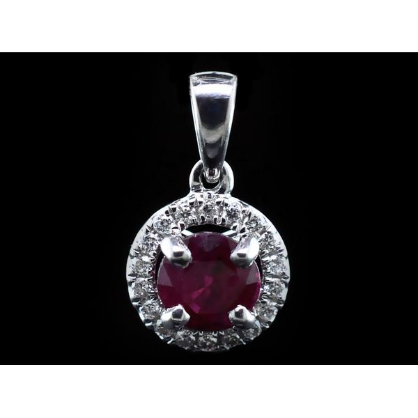 18K Ruby and Diamond Halo Style Pendant Geralds Jewelry Oak Harbor, WA