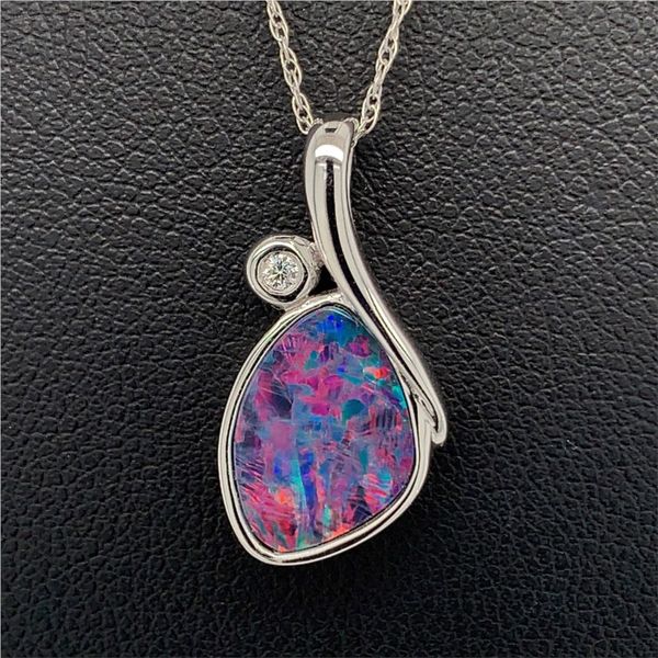 Australian Opal Doublet And Diamond Pendant Geralds Jewelry Oak Harbor, WA