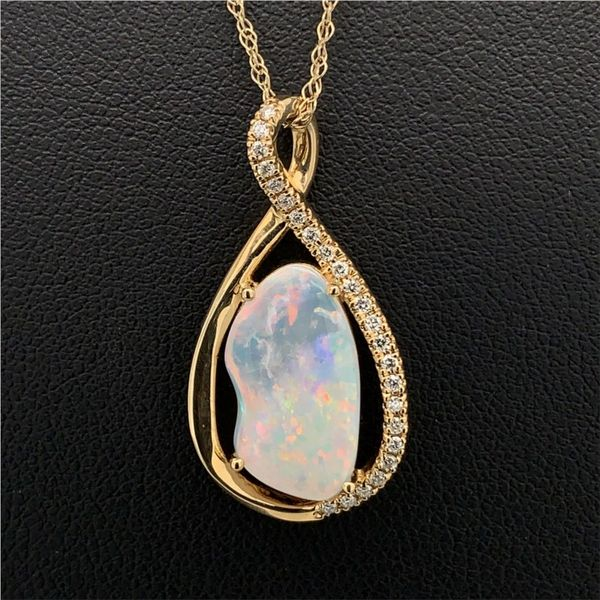 Natural Australian Opal and Diamond Pendant Geralds Jewelry Oak Harbor, WA