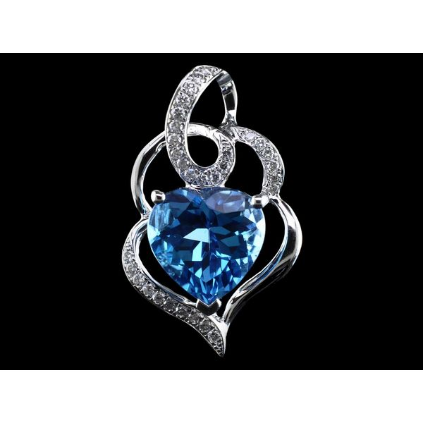 London Blue Topaz and Diamond Pendant Geralds Jewelry Oak Harbor, WA