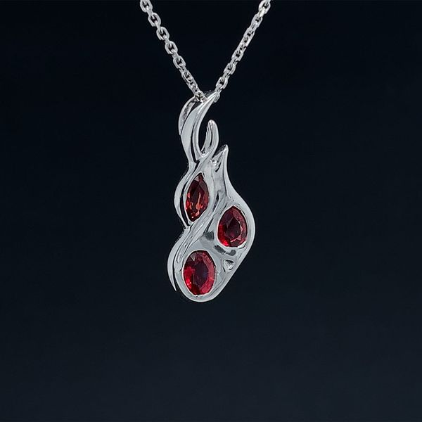 Custom Made Sterling Silver And Fire Ruby Flame Pendant Geralds Jewelry Oak Harbor, WA