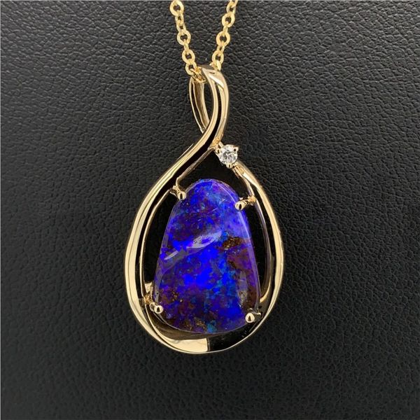 Australian Boulder Opal and Diamond Pendant Geralds Jewelry Oak Harbor, WA