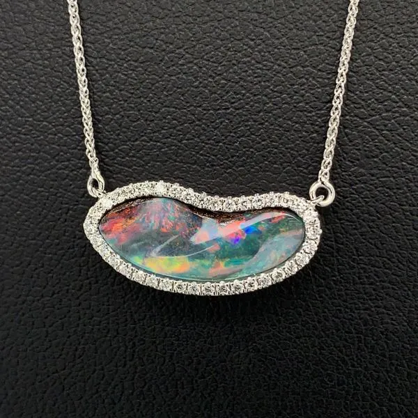 Australian Opal and Diamond Pendant Geralds Jewelry Oak Harbor, WA