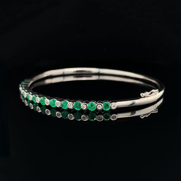 Emerald and Diamond Bangle Bracelet Image 2 Geralds Jewelry Oak Harbor, WA