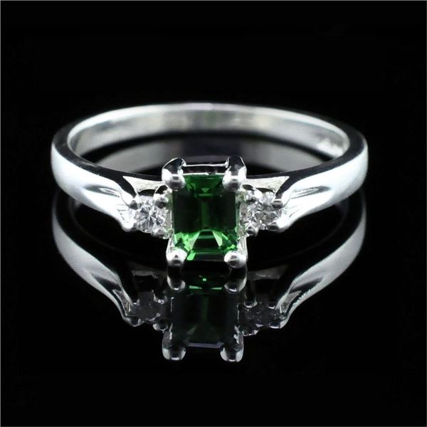 Tsavorite Garnet And Diamond Three Stone Ring Geralds Jewelry Oak Harbor, WA