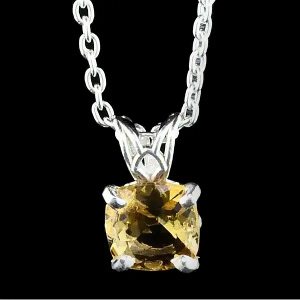 Silver Cushion Cut Citrine Pendant Geralds Jewelry Oak Harbor, WA