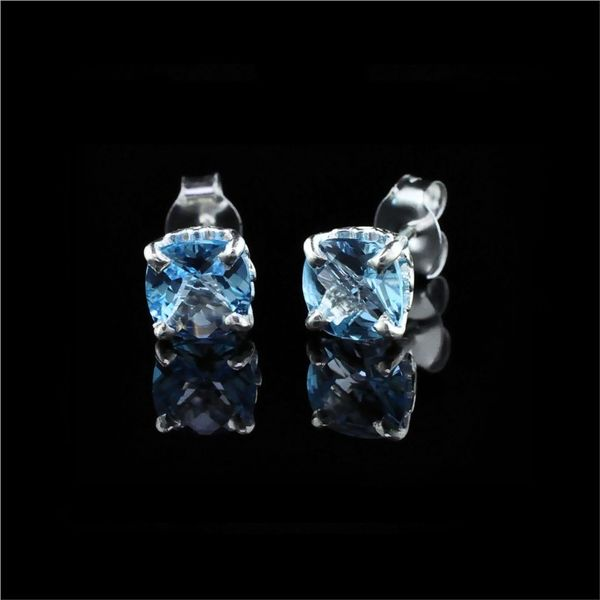 Silver and Cushion Cut London Blue Topaz Earrings Geralds Jewelry Oak Harbor, WA
