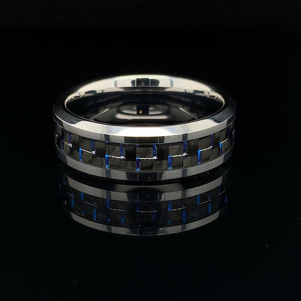 Tungsten Band With Blue Carbon Fiber Inlay Geralds Jewelry Oak Harbor, WA