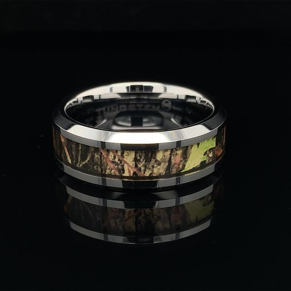 Tungsten Band With Bevel Edges And Camo Inlay Geralds Jewelry Oak Harbor, WA