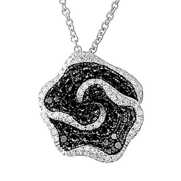 Black and White Diamond Rose Pendant Goldstein's Jewelers Mobile, AL