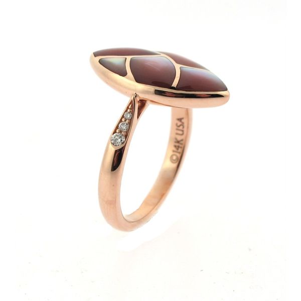 Pink Mother of Pearl and Diamond Ring Image 3 Goldstein's Jewelers Mobile, AL