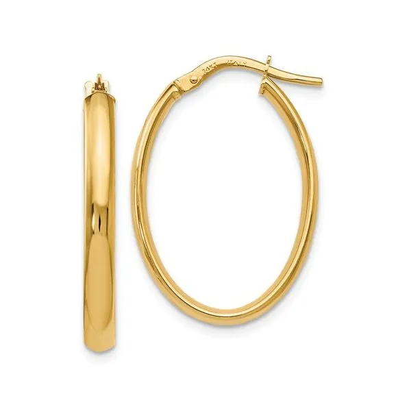 YELLOW 14 KARAT GOLD OVAL HOOP EARRINGS Image 2 Goldstein's Jewelers Mobile, AL