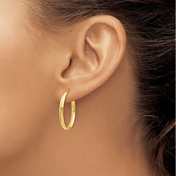 YELLOW 14 KARAT GOLD OVAL HOOP EARRINGS Image 3 Goldstein's Jewelers Mobile, AL