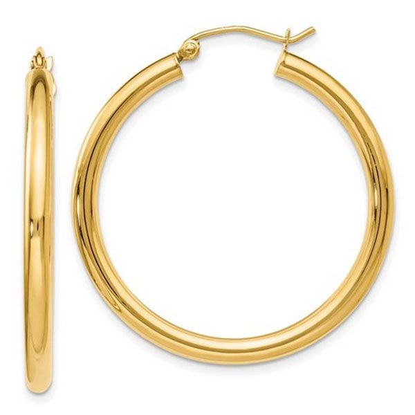 YELLOW 14 KARAT GOLD HOOP EARRINGS Image 2 Goldstein's Jewelers Mobile, AL
