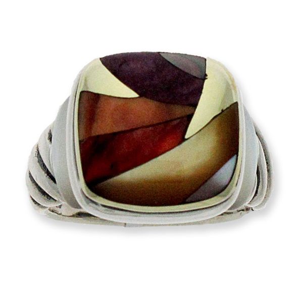 Spiny Oyster and Mother of Pearl Inlaid Ring Goldstein's Jewelers Mobile, AL