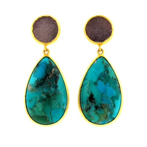 Turquoise and Druzy Earrings Goldstein's Jewelers Mobile, AL