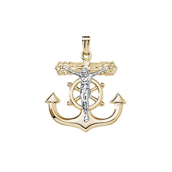 YELLOW GOLD FILLED & STERLING SILVER MARINER'S CROSS NECKLACE Goldstein's Jewelers Mobile, AL