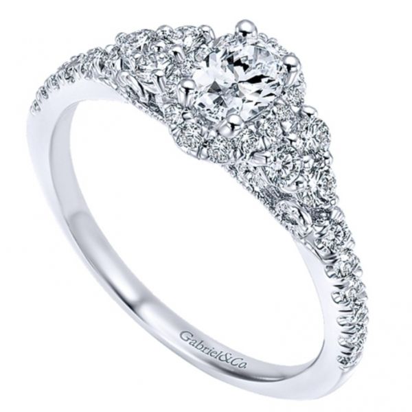 14k White Gold Oval Halo Engagement Ring Hingham Jewelers Hingham, MA