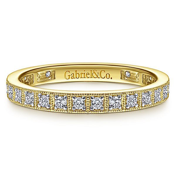 Yellow gold and diamond stacking ring Hingham Jewelers Hingham, MA