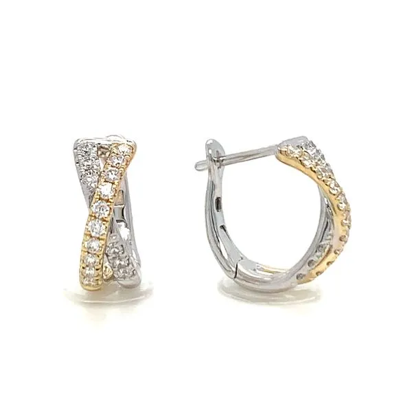 Diamond Pave 'X' Huggie Hoop Earrings Hingham Jewelers Hingham, MA