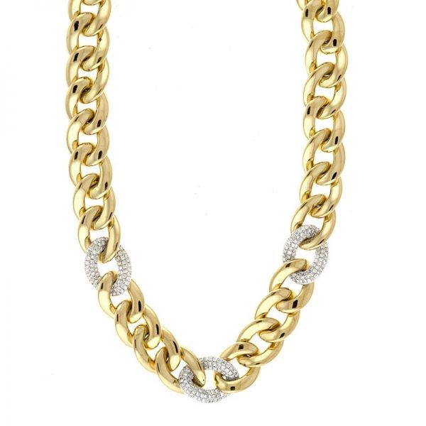 Gold & Diamond Oval Link Necklace Hingham Jewelers Hingham, MA