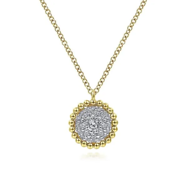 Round Diamond Pave Pendant Necklace with Bead Frame Hingham Jewelers Hingham, MA