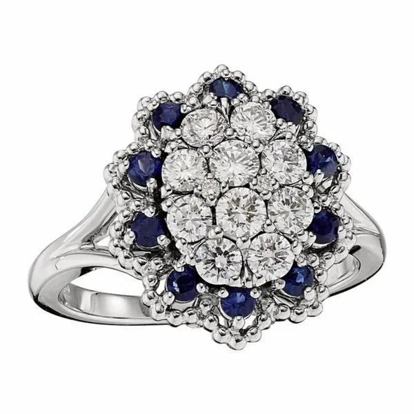 Diamond and Sapphire Cluster Ring Hingham Jewelers Hingham, MA