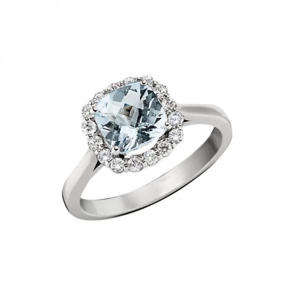 Aquamarine + Diamond Ring Hingham Jewelers Hingham, MA