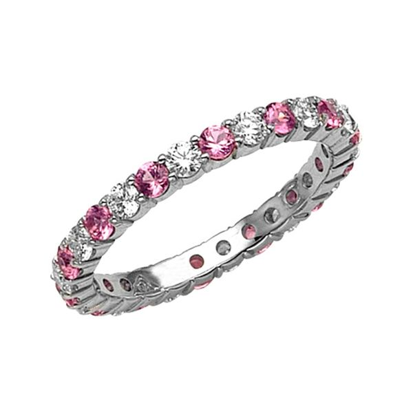 Pink Sapphire and Diamond Eternity Band Hingham Jewelers Hingham, MA