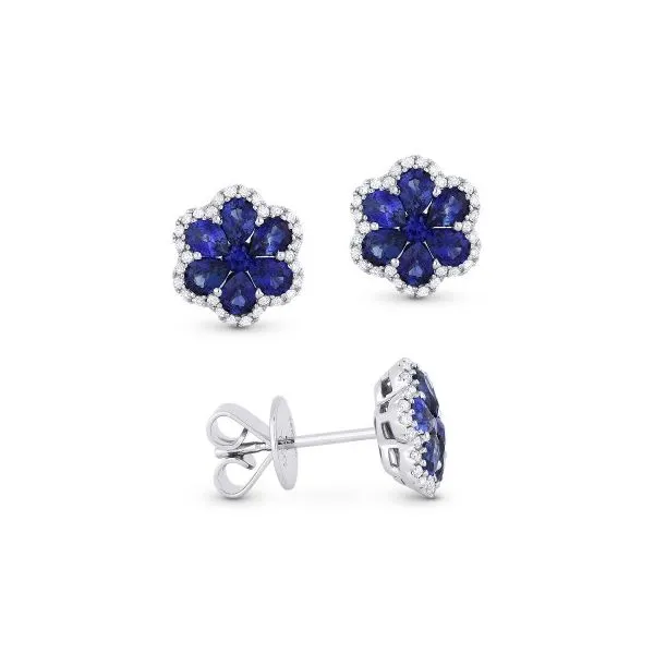 Sapphire Flower Studs Hingham Jewelers Hingham, MA