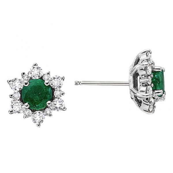 Emerald + Diamond Studs Hingham Jewelers Hingham, MA
