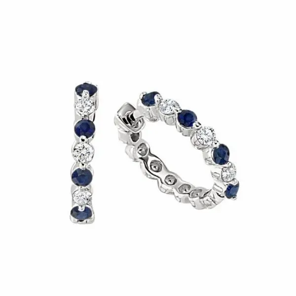 Sapphire + Diamond Huggie Earrings Hingham Jewelers Hingham, MA