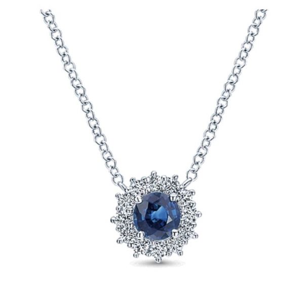 14k White Gold Blue Sapphire Necklace Hingham Jewelers Hingham, MA