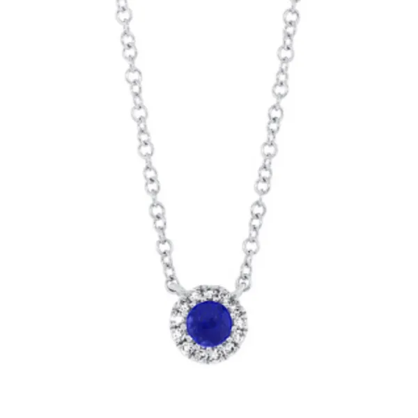 Sapphire Halo Necklace Hingham Jewelers Hingham, MA