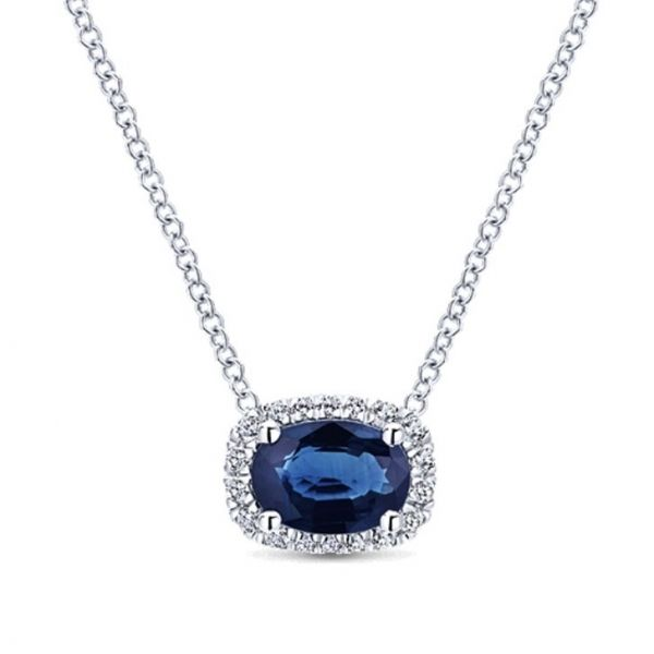 Oval Sapphire & Diamond Necklace Hingham Jewelers Hingham, MA