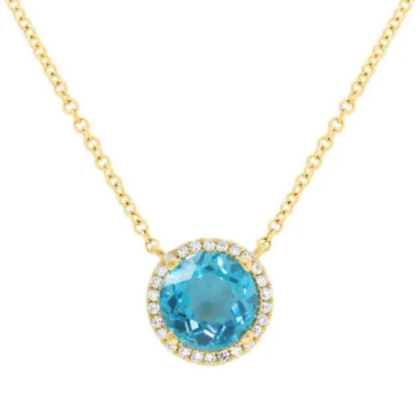 Blue Topaz + Diamond Necklace Hingham Jewelers Hingham, MA