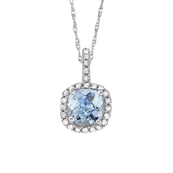 Aquamarine + Diamond Necklace Hingham Jewelers Hingham, MA
