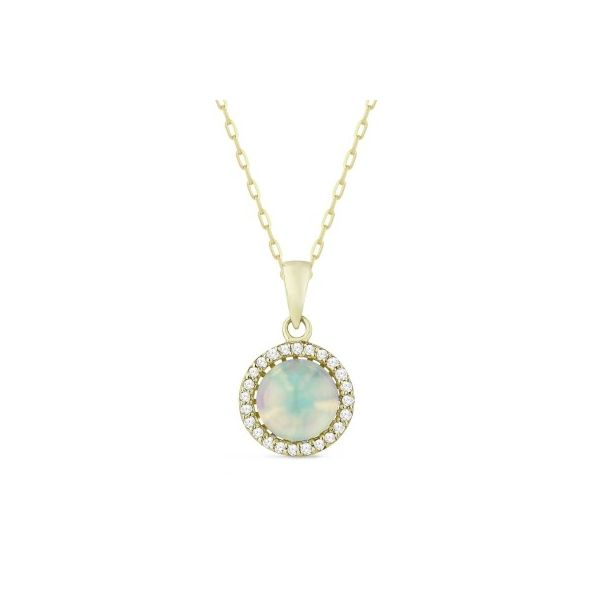 Opal halo pendant Hingham Jewelers Hingham, MA