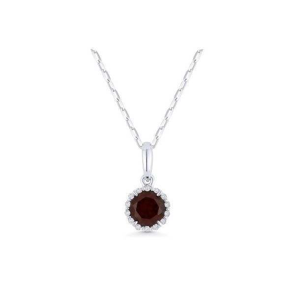 Garnet Halo Pendant Hingham Jewelers Hingham, MA