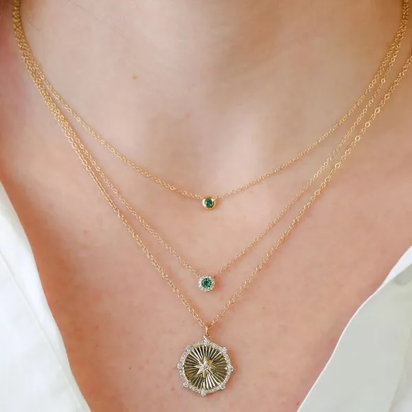Petite Emerald Bezel Necklace Image 2 Hingham Jewelers Hingham, MA